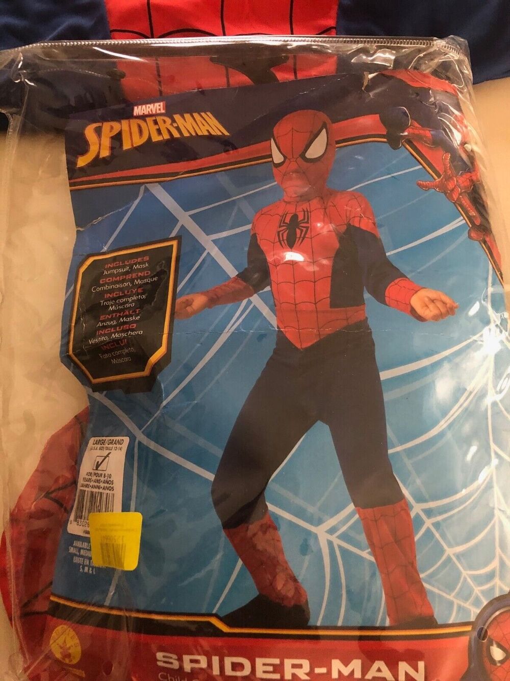 Kids Spiderman Costume‎ Jumpsuit Mask Dressup Play Boys LargeOwn 12-14 Pre-Owned